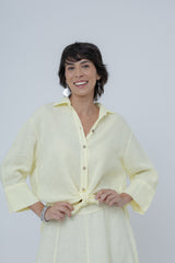 Camisa Linho Manga 7/8 C/ Punho