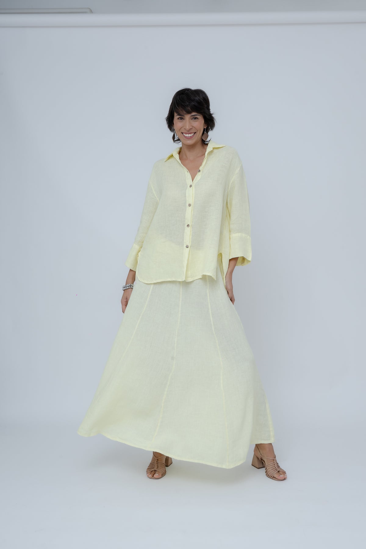 Camisa Linho Manga 7/8 C/ Punho