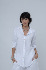 Camisa Linho Manga Longa S/ Bolsos