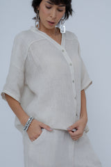 Blusa Linho C / Recortes