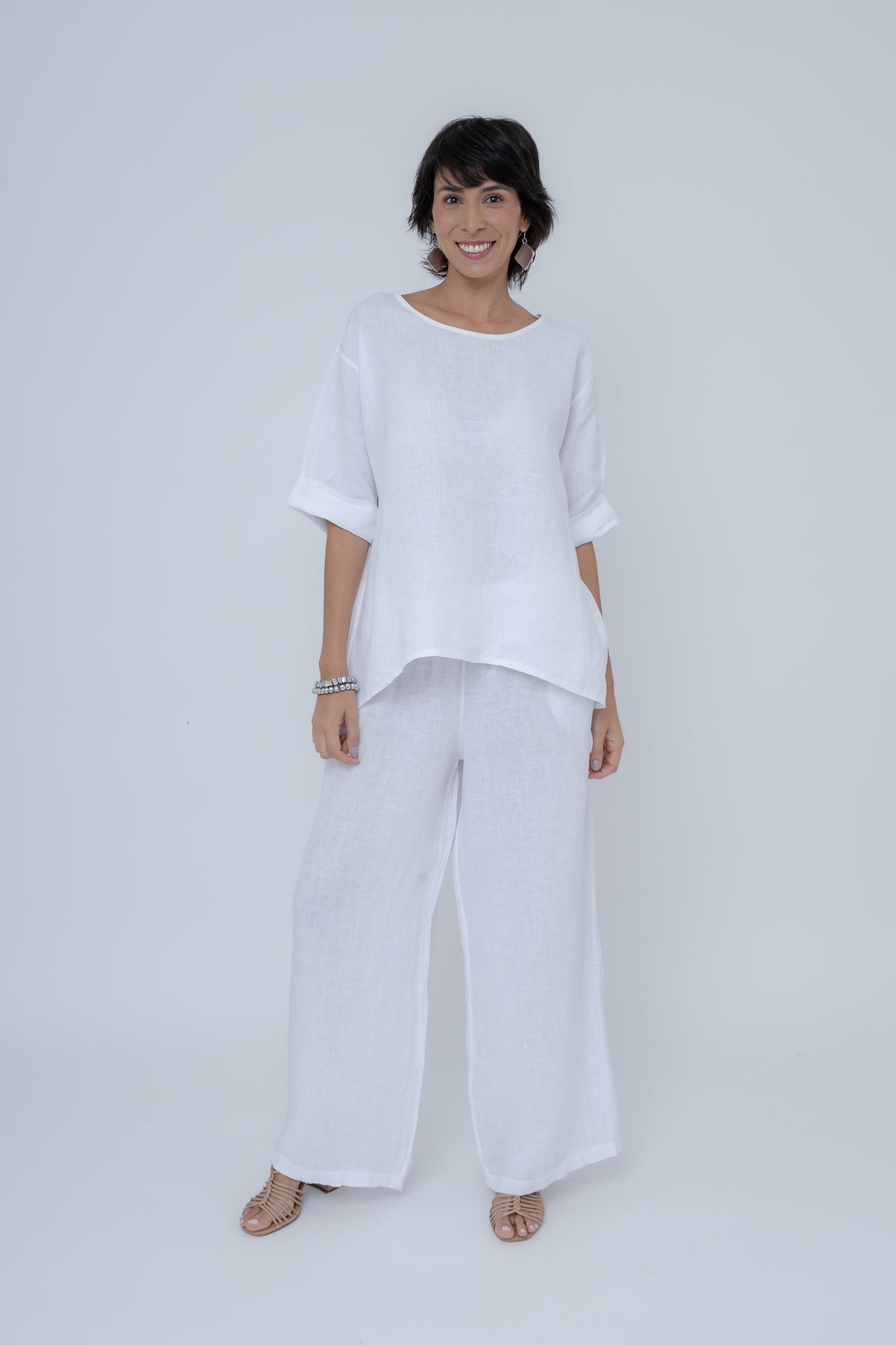 Blusa Linho C/ Prega Costas
