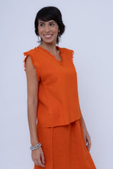 Blusa Linho Dec V Det Desfiado